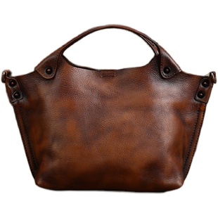 法缇斯高级感头层牛皮单肩斜挎包通勤手提翅膀包小包气质休闲女包