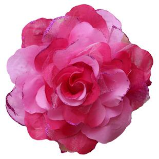 大五瓣舞蹈玫瑰花 广场舞羽毛手花 舞台表演道具头花饰花皮筋15cm