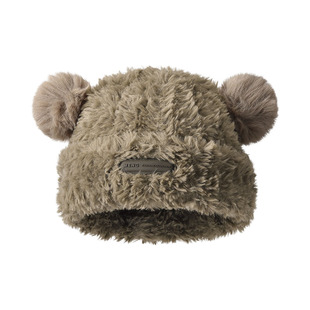 月子帽产后冬加厚加绒毛茸茸防寒帽子女士冬季大头围小熊毛线帽