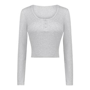 RESHAPE/重塑之路 高弹柔软针织打底衫修身运动长袖上衣女Bottom