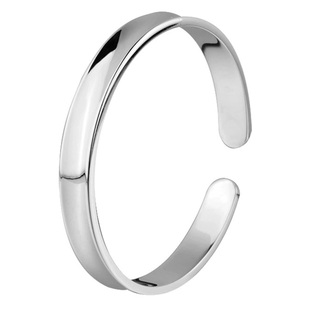 999纯银手镯女开口实心凹光面宽男士9999足银镯子手环简约情侣款