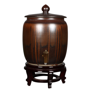 景德镇陶瓷陶瓷水缸20斤30斤家用纯净水桶泡茶储水罐冷水壶带盖