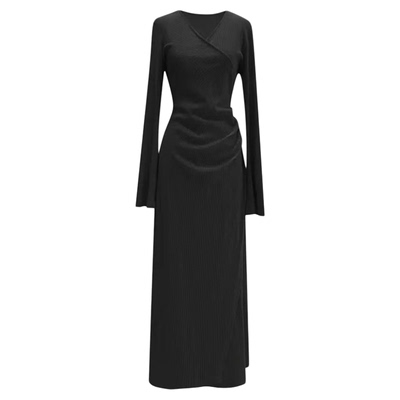 黑色鱼尾连衣裙女【送运费险】