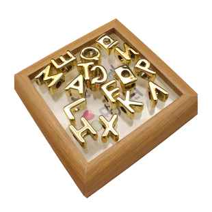 金色亚克力字母珠子手工DIY串珠装饰5mm大孔径包包挂饰材料配件