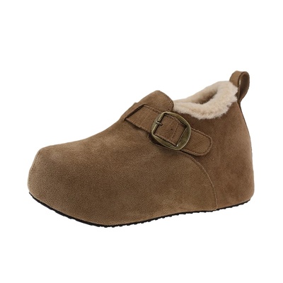 真皮～内增高勃肯鞋子女2025新款爆款冬季加绒保暖一脚蹬棉鞋外穿