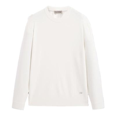 太平鸟男装 纯色圆领修身休闲毛衣秋季白色保暖打底衫时尚针织衫