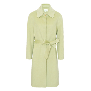 JESSIE减龄娃娃领简约纯色羊毛混纺中长款毛呢外套秋冬款大衣