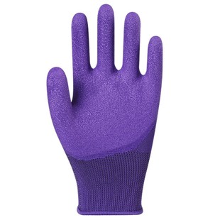 女士小码乳胶发泡王透气耐磨防滑浸胶手套工作防护劳保尼龙橡胶厚