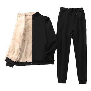 加绒加厚套装男秋冬宽松保暖运动服爸爸款中老年人卫衣棉裤两件套