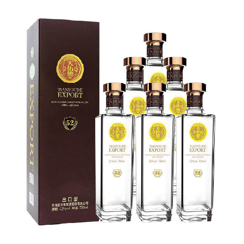 天佑德青稞酒52度出口型750ml*6瓶整箱清香型白酒有机纯粮酒送礼