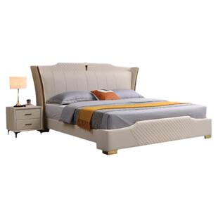 床现代简约皮床1.8米大床主卧双人榻榻米一米五床床主卧高端大气