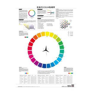 日本PCCS色卡色彩搭配色卡24色相环海报调色卡国标色卡样本通用蒙赛尔cmyk色系rgb原色调图样板纸配标准色卡