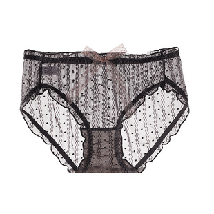 【5条19.9元】性感蕾丝内裤女透明中腰无痕纯棉透气裆女士三角裤