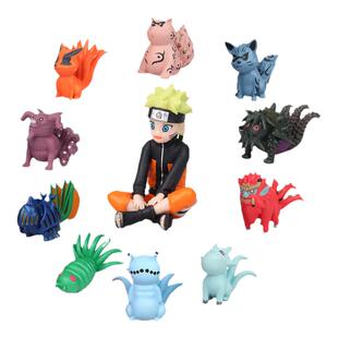 火影忍者周边手办小号鸣人和九尾兽公仔玩具蛋糕装饰桌面电脑摆件