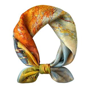 真丝桑蚕丝小方巾丝巾女春秋搭配衬衫护颈围脖子装饰薄围巾50x50