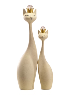 树脂招财对猫简约百搭竖高装饰品