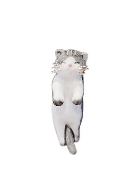 URZEGL防走光灰色小猫咪胸针
