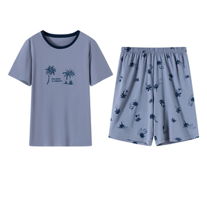 顶瓜瓜夏季纯棉短袖短裤睡衣男