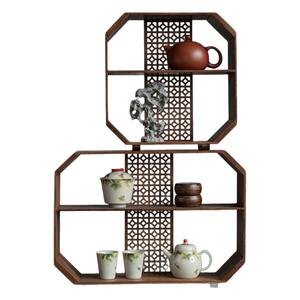 奉茗竹制镂空博古架置物架多茶小展示架家用收纳宝格阁架茶具收藏