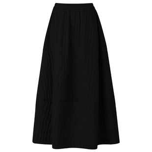 孙文秀studio时尚半身裙洋气显瘦压褶拼接A字松紧腰花苞裙女松弛