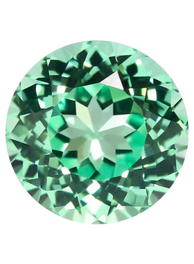 培育薄荷绿色蓝宝石圆形裸石 实验室提拉法合成淡绿色彩宝主钻