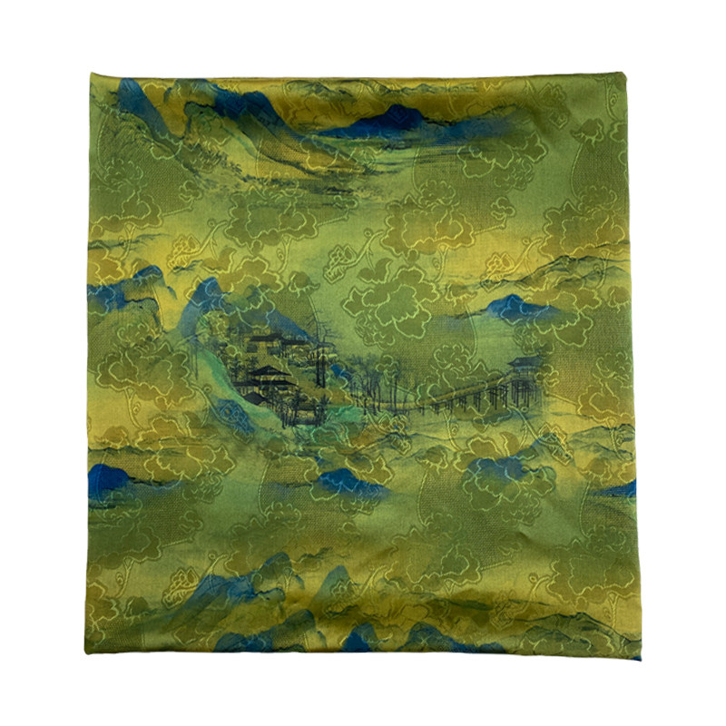 千里江山仿香云纱布料透孔花萝仿真丝中式上衣旗袍连衣裙服装面料