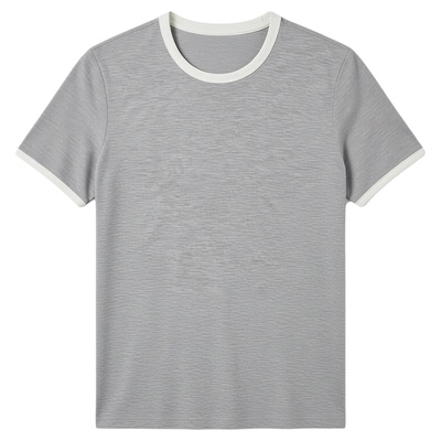 AFTERGLOW男装撞色罗纹修身通勤TEE 显大复古健身高弹百搭短袖