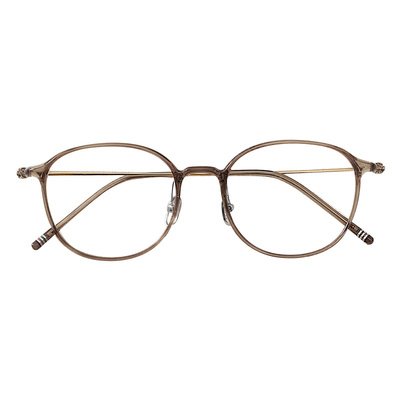 超轻纯钛冷茶色小框近视眼镜框女