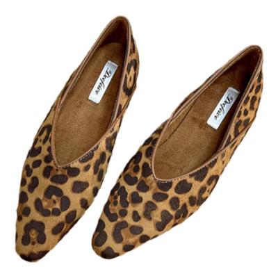 豹纹内增高豹纹秋冬绒面通勤单鞋