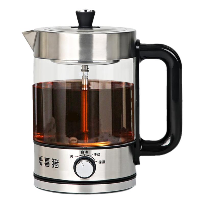 喜豬煮茶壺煮茶器蒸茶壺雙濾網(wǎng)蒸泡一體玻璃保溫家用辦公煎藥養(yǎng)生