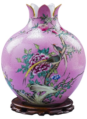 粉彩爬花陶瓷景德镇新家手绘花瓶