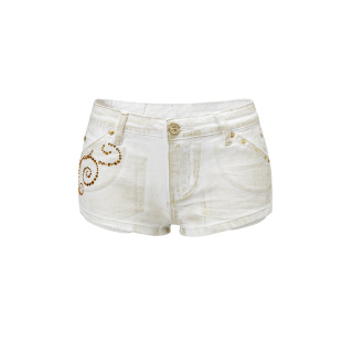 4muggle原创春夏烫金白牛仔短裤千禧年烫钻包臀热裤女团裤性感