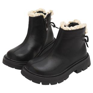女童加绒小皮靴可爱儿童公主靴2025秋冬新款棉靴女孩短靴保暖靴子