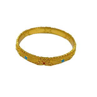 金包银手镯女款镂空花丝蝴蝶开口珐琅彩新中式蕾丝手环手串配饰女