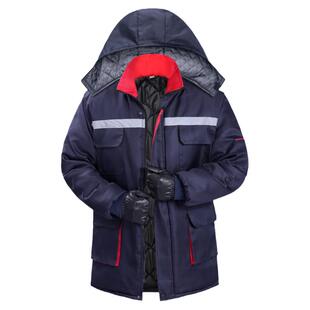 冬季中长款棉服男加厚加棉防寒保暖反光条棉袄劳保工作电焊棉大衣