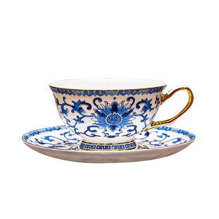 幸运秘钥景德镇青花珐琅彩咖啡杯礼盒装骨瓷杯子套装乔迁新婚礼物