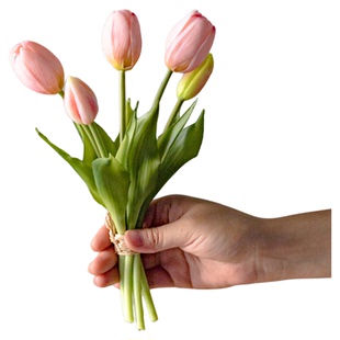 ins手感保湿高档仿真花郁金香假花插花客厅桌面摆件装饰拍照花束