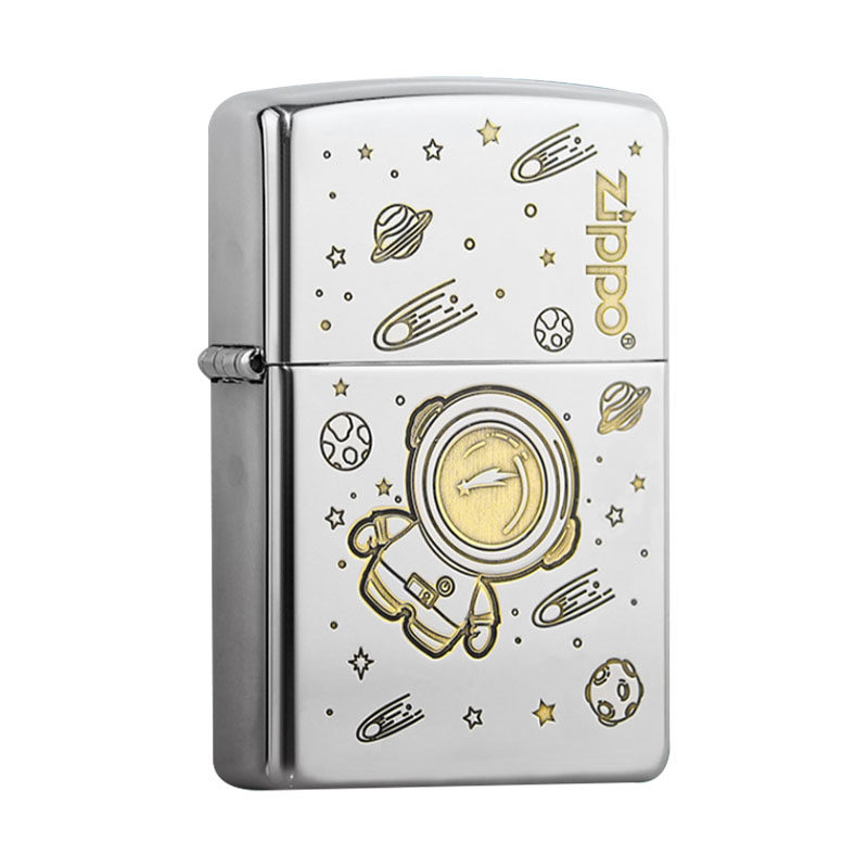 zippo打火机正版芝宝正品深雕快乐星球太空人手办送男友新年礼物