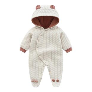 婴儿连体衣外出抱服男宝宝秋冬外套春秋新生儿包脚婴幼儿春季夹棉