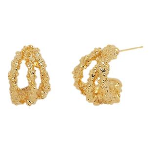 G/S熔岩 欧美时髦ins风熔岩肌理感三层弧形金属耳环复古夸张耳饰