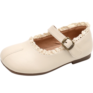 女童红色小皮鞋儿童公主鞋子2025夏季洋气配裙子漂亮女孩豆豆单鞋