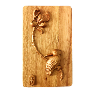 木雕荷花壁挂画 古典莲花摆件 禅意装饰摆件木板画家具贴花板雕花