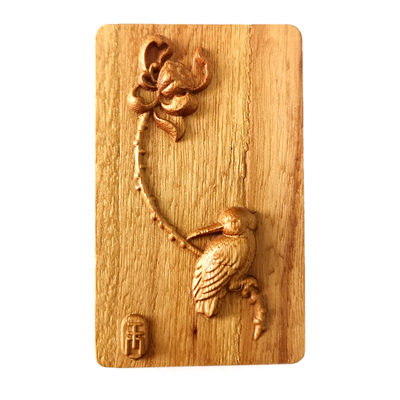 木雕荷花壁挂画古典禅意装饰摆件