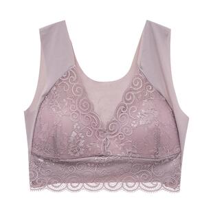 中老年带胸垫内衣一体式胸罩冰丝无痕妈妈款运动薄款聚拢文胸大码