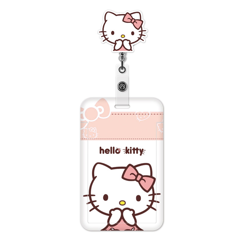 可爱少女kitty卡套校园学生饭卡公交门禁护士胸卡工牌挂脖绳伸缩