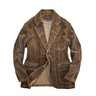 西里布美式复古全棉灯芯绒西服男咖色条绒休闲西装外套新款非rrl