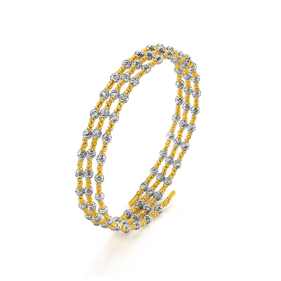 爆闪】黄白18k金记忆弹力手镯