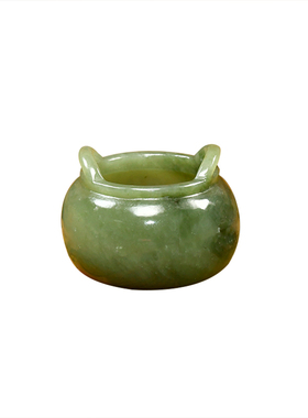 和田玉青白翠青籽料三足鼎香炉