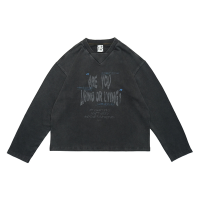 水洗做旧数码印花套头卫衣boxy