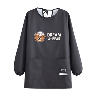 25年新款长袖防水防油卡通罩衣短款小个子专用围裙男女款工作服